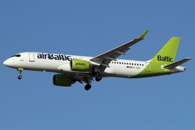 Airbus A220-300 (YL-CSA) - 21/09/2021: Flight from Riga (RIX) on final to runway 30.