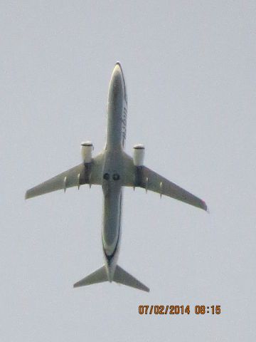 Boeing 737-900 (N423AS) - Alaska Airlines flight 19 from MCO to SEA over Baxter Springs KS at 26,000 feet.