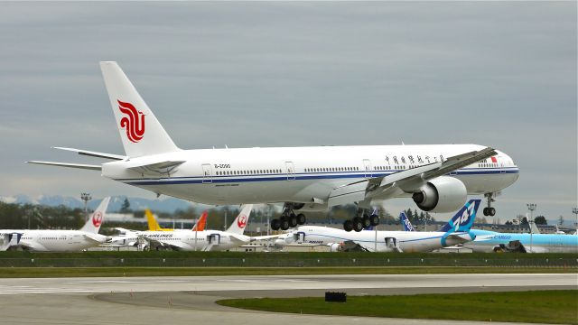 BOEING 777-300 (B-2090) - BOE156 (LN:1009) on short final to runway 16R after a flight test to KMWH on 4/19/12.