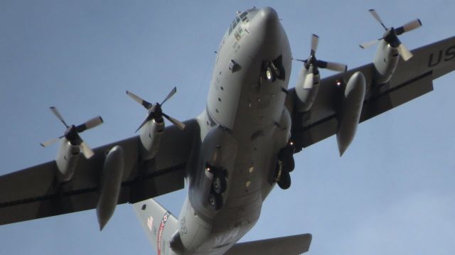 Lockheed C-130 Hercules (N20056) - Number 3 feathered.  Curry County, New Mexico