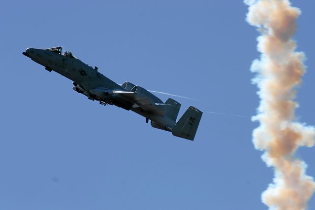 Fairchild-Republic Thunderbolt 2 — - A Smokey Sam is fired at Whiteman AFB A-10 on a 30 mm Gun Strafing Run at Hardwood Gunnery Range