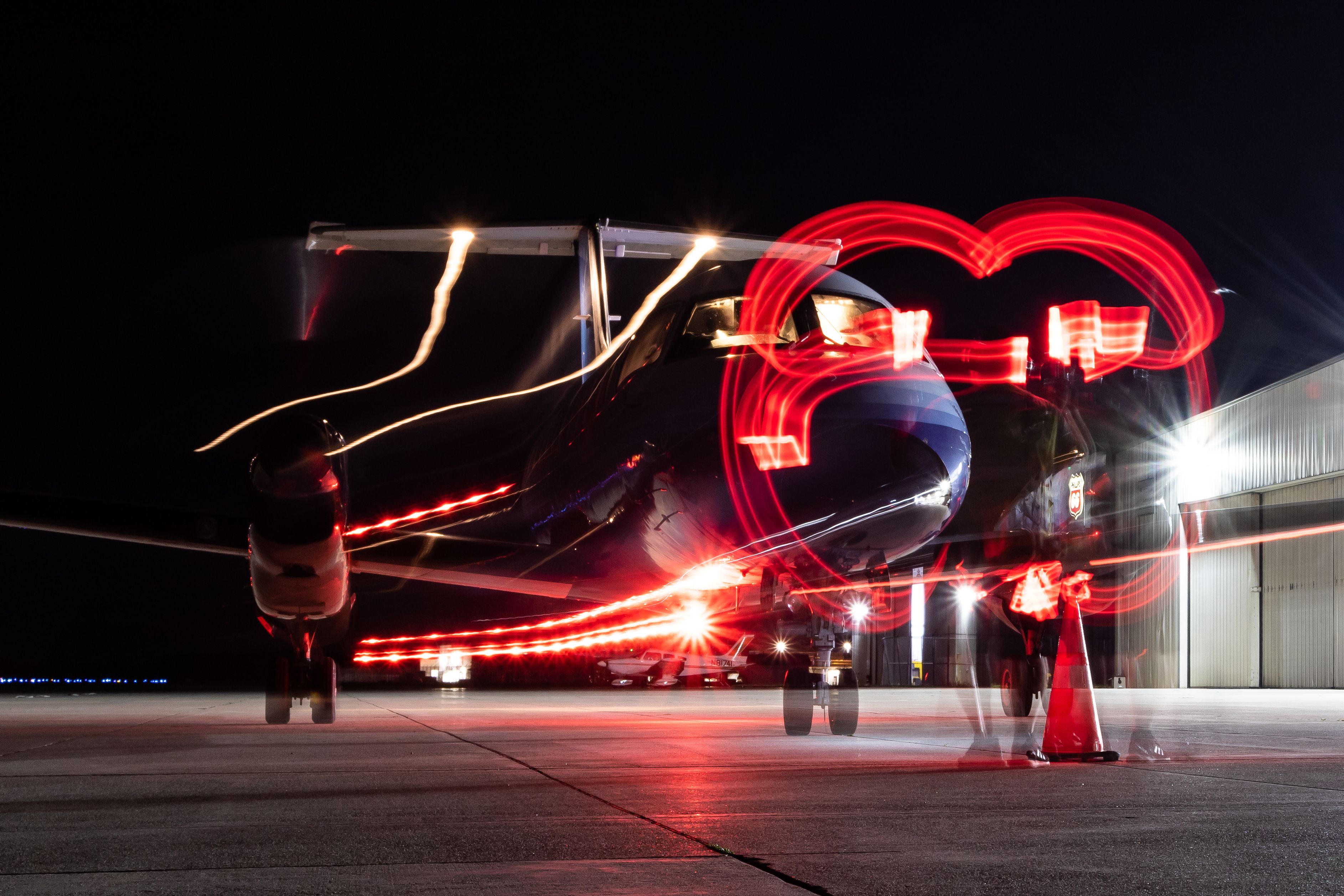 Embraer EMB-120 Brasilia (N586SW) - E120 being guided in at the Purdue Aviation FBO. 