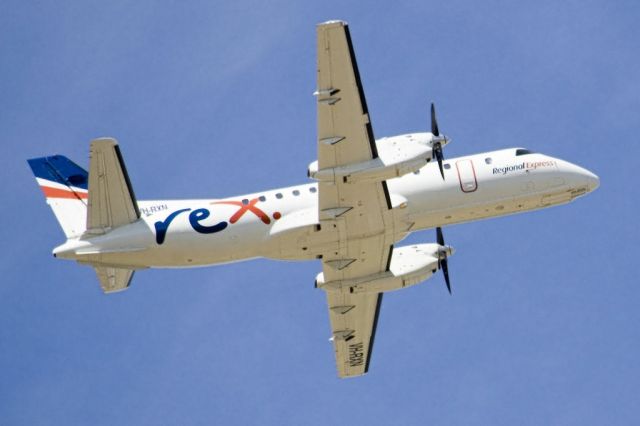 Saab 340 (VH-RXN) - Heading skywards off runway 23. Thursday, 4th April 2013.