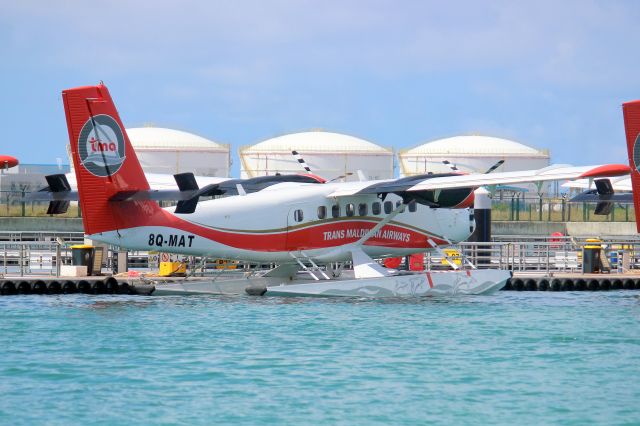 De Havilland Canada Twin Otter (8Q-MAT) - Docked at the jetty on 7-Jan-24 prior to departure for Velaa Island.