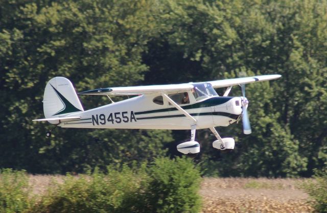 Cessna 140 (N9455A) - Whiteside Co. Airport KSQI 01 Oct 2023br /This cute little came thru doing a quick touch and go.br /Gary C. Orlando Photo.