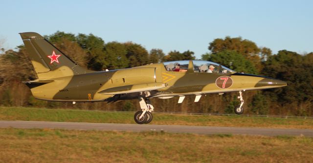 Aero L-39 Albatros (N995X) - An Aero Vodochody L-39C Albatros departing Runway 19 at H.L. Sonny Callahan Airport, Fairhope, AL - late afternoon February 27, 2019.