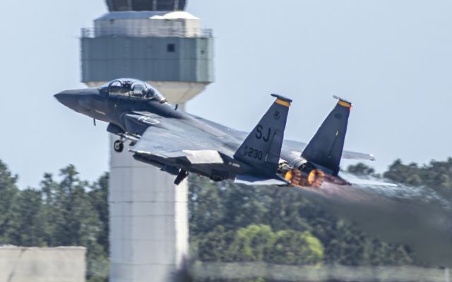 McDonnell Douglas F-15 Eagle (90-0230) - I've always wanted to photo a full-afterburning, raw power takeoff like this! Imagine my excitement when I got to 4 times!