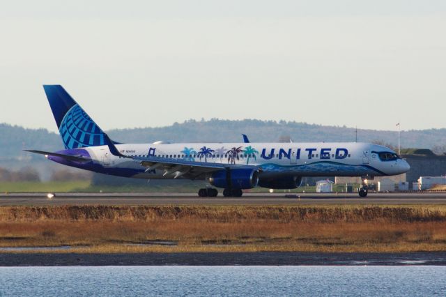 Boeing 757-200 (N14106) - United B752 in 'Her Art Here-California' livery arriving to BOS from SFO on 11/25/21. 