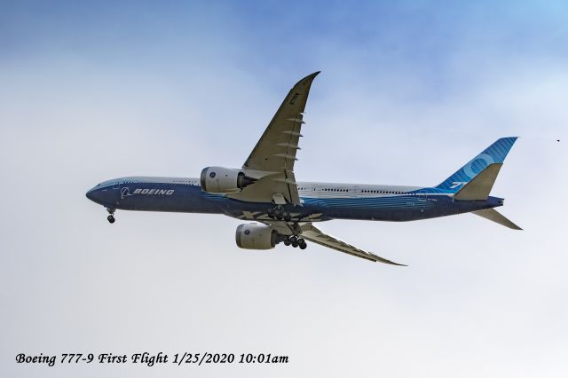 Boeing 777-200 (N779X) - Boeing 777-9 aka 777X first flight 1/25/2020 at 10:01am. 