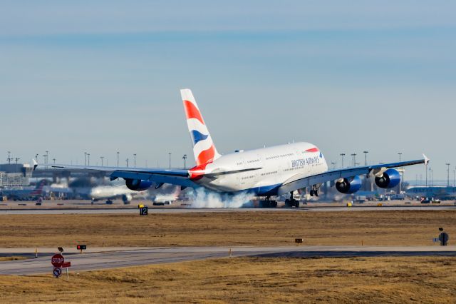 Airbus A380-800 (G-XLEB) - British Airways A380-800 landing at DFW on 12/27/22. Taken with a Canon R7 and Tamron 70-200 G2 lens.