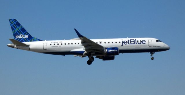 Embraer ERJ-190 (N283JB) - Shortly after departure is this 2007 jetBlue Airlines Embraer 190-100AR in the Spring of 2021.