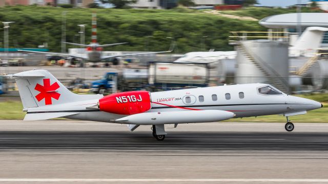 Learjet 35 (N51GJ) - N51GJ landing at St Maarten.