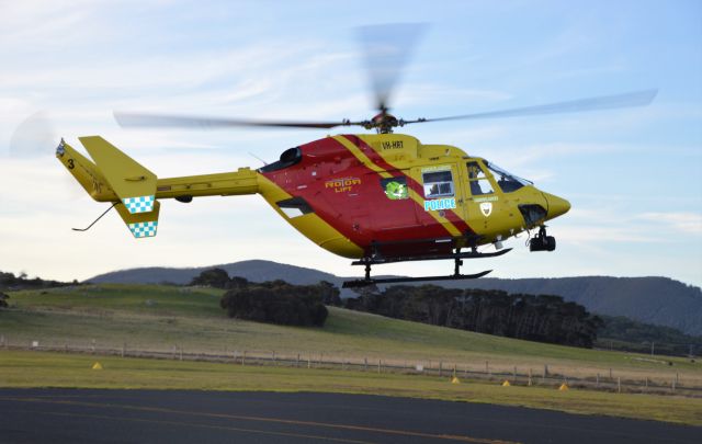 NUSANTARA NBK-117 (VH-HRT) - Rotorlift BK on an 'medivac' mission at Flinders Island, July 2019