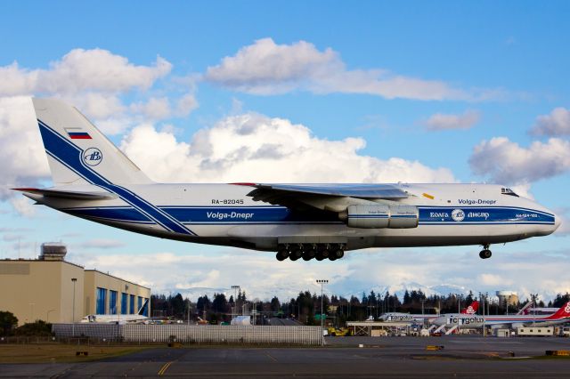 Antonov An-124 Ruslan (RA-82045) - The Anotov AN-124 Ruslan arriving at Paine Field today