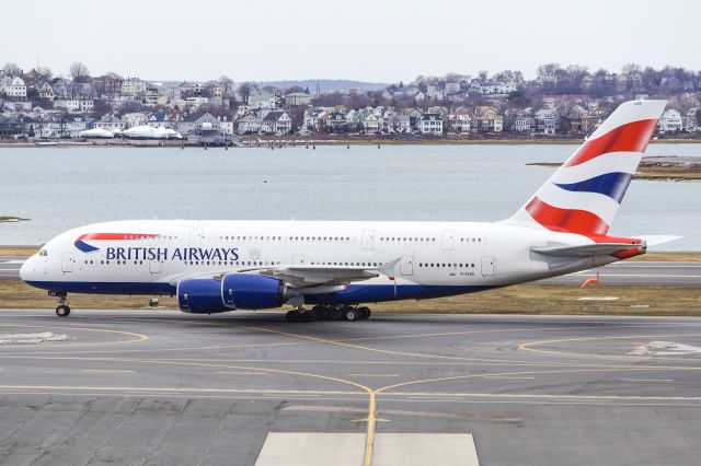 Airbus A380-800 (G-XLEE) - British Airways first scheduled A380 flight to Boston operating as BA213 Super.