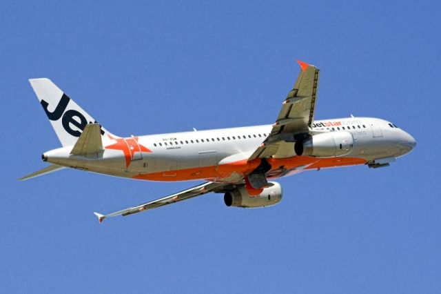 Airbus A320 (VH-VQW) - Getting airborne and heading to an interstate destination on the last day of the Australian summer. Thursday 28th February 2013.