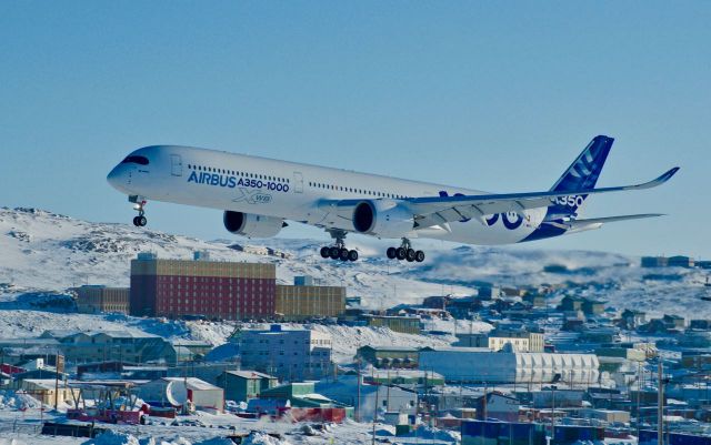 Airbus A350-900 (F-WWXL) - Airbus A350-1000 WXB Landed in Iqaluit, Nunavut for Cold Weather Testing on Feb. 21, 2017 Weather -32°C Wind: NNW 34 km/h Wind Chill: -49 Visibility: 32 km <br><br>Flightaware dont have the correct code for the plane yet. "A35K"