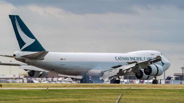 BOEING 747-8 (B-LJF) - Diverted from KIAH due to weather, arriving 22 before storms pushed in here as well.br /5/24/20