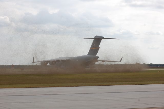 Boeing Globemaster III (N90063) - C-17 doing a 180 on the runway, shortly after landing on 17R. Wings Over Houston 2010.
