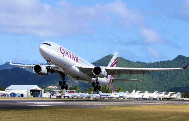 Airbus A330-200 (A7-HJJ) - The large bird departing runway 28 for the usa!!