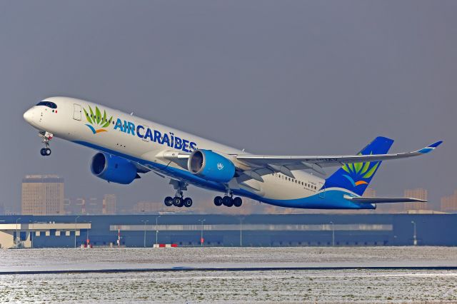 Airbus A350-900 (F-HHAV) - Neige à Orly en février 2018.Bord de piste 24/06.