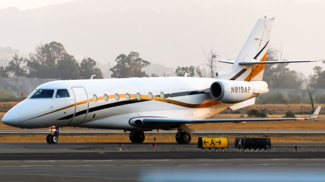 IAI Gulfstream G200 (N819AP) - Gulfstream G200 Galaxy taxiing to its hangar at Livermore after arrival