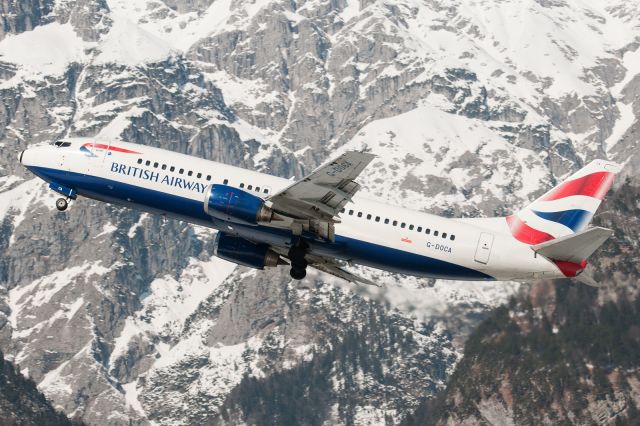 BOEING 737-400 (G-DOCA) - G-DOCA departing Innsbruck, February 2013.