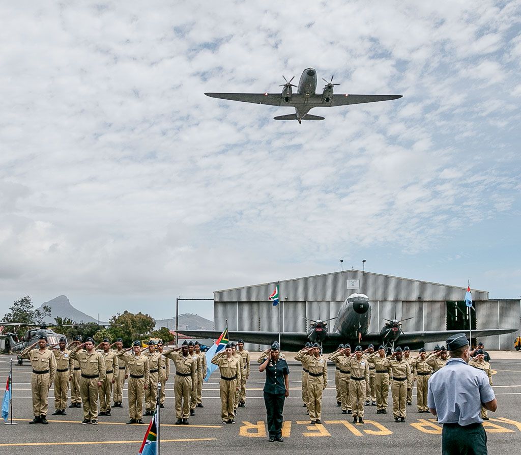 — — - Young Falcons Parade held at AFB Ysterplaat,a  Centre of Maritime Excellence and home of two SAAF Squadrons. The Young Falcons are some 30 selected scholars from a variety of State schools around Cape Town. They get their "virtual wings" after intense training by volunteers of the Cape Virtual chapter of the Association of Virtual Aviation of South Africa. A beautiful statement about South Africa and the power of aviation fraternity.