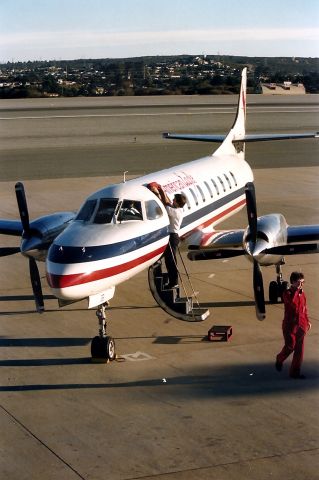 Swearingen Merlin 3 (N361AE) - KMRY - early AM flight prep for this American Eaglet - MRY-LAX