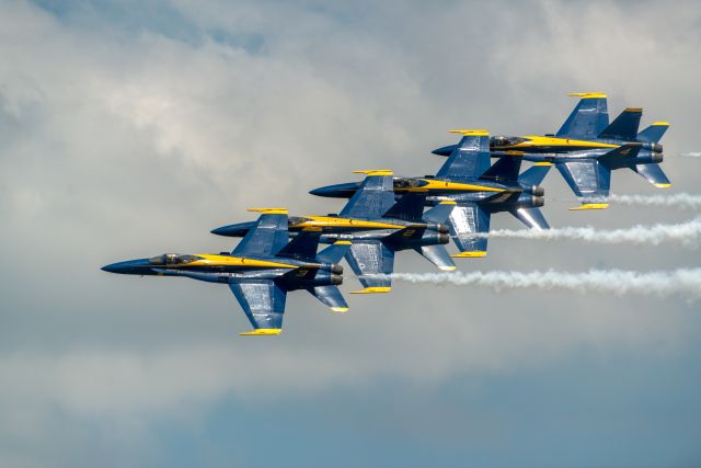 — — - Blue Angels performing over the Naval Academy - Graduation week 2018