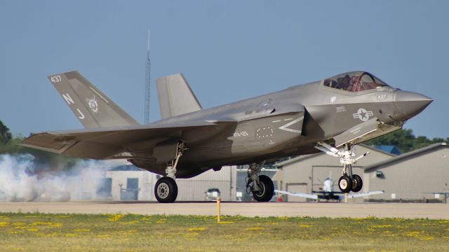 Lockheed F-35C (16-9601) - US Navy F-35C Demo Team showing the crowd what a carrier landing looks like. Smoky to say the least. br /br /7/28/23