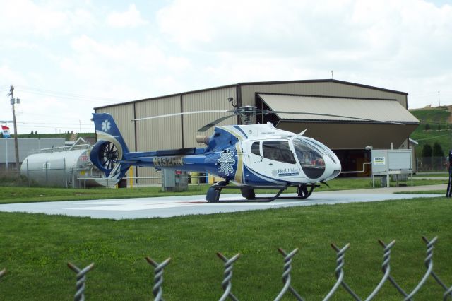 Eurocopter EC-130 (N132HN) - HealthNet 2 sitting on the secondary pad of the HealthNet 1 base in Morgantown, West Virginia.