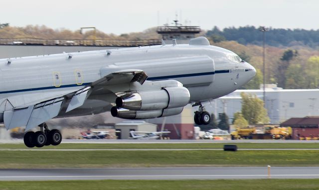 Boeing 707-300 (N404PA) - (5/10/2020) The MIT Lincoln Labs/ USAF 1965 BOEING 707-321B touches down on runway 29 at KBED.  Recently renamed "Sashambre" from it's previous name Hannah, It is one of the last 707's with P & W JT3D-3B in service as the KC-135's have been converted to CFM-56's. 