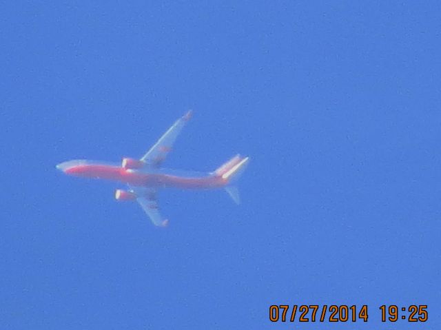 Boeing 737-800 (N8327A) - SWA flight 2414 from ATL to DEN over Baxter Springs KS (78KS) at 38k feet.