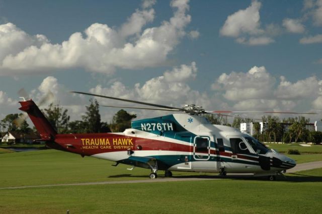 Sikorsky S-76 (N276TH) - Palm Beach County, FL Health Care Districts Trauma Hawk on a golf course in The Fountains development.