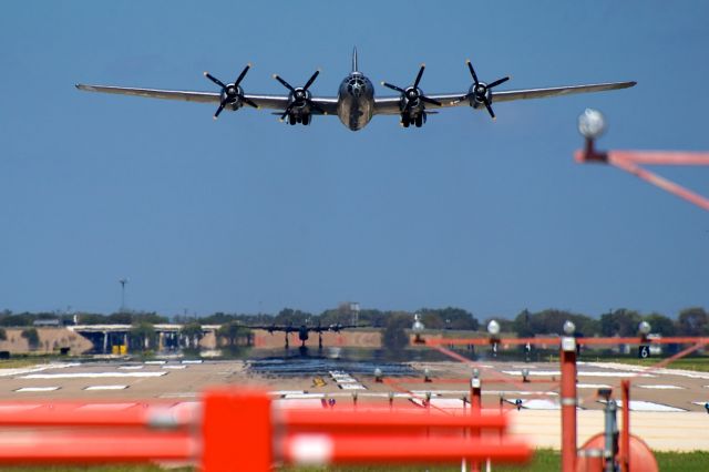 Boeing B-29 Superfortress (NX529B) - Commerative Air Force B29 climbing off RWY 17L while their B24 waits in position.