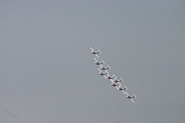 — — - Canadian Snowbirds in Tight Formation