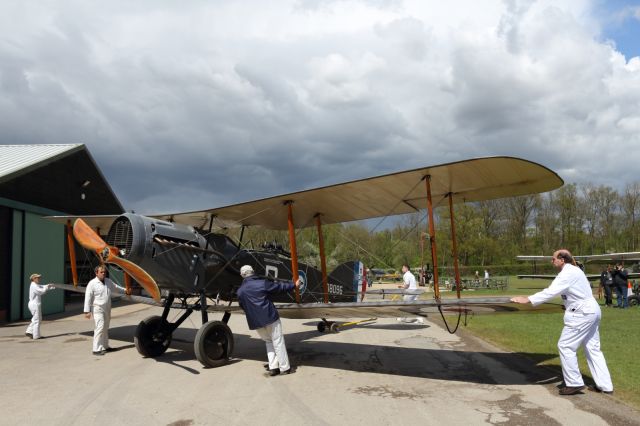 D8096 — - The Bristol F.2b is wheeled out of it's hangar in preperation for flight.