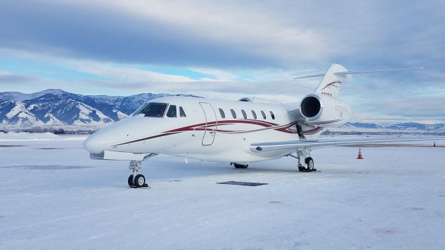 Cessna Citation X (N910VP) - Citation X on the snow-covered ramp in Bozeman, Montana, operated by WindAirWest.