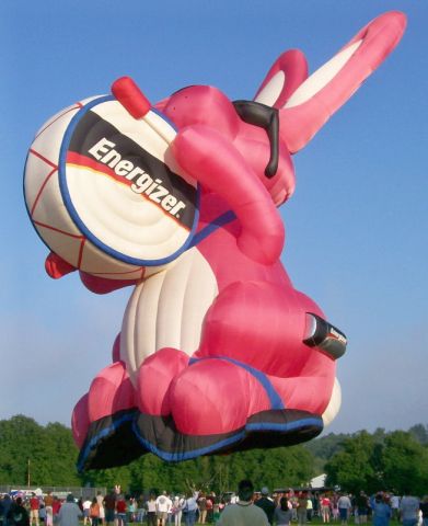 N107EB — - N107EB is the Energizer Bunny, the WORLDS LARGEST HOT-AIR BALLOON. 166 feet tall, and retina-searing pink! Spotted recently at the annual Hot Air Balloon Festival in Pittsfield, NH. http://www.energizer.com/energizer-bunny/hot-hare-balloon/Pages/hot_hare_balloon.aspx