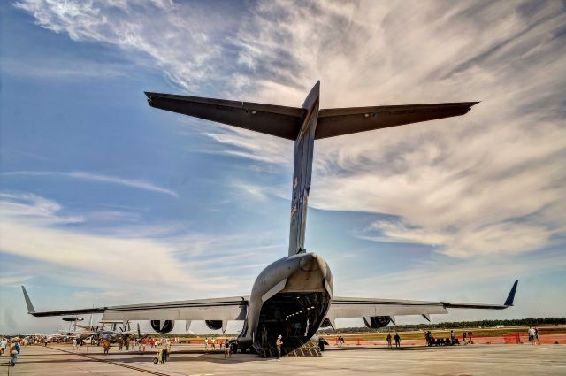 Boeing Globemaster III — - A C-17 sits on the ramp at a Tyndall AFB airshow.