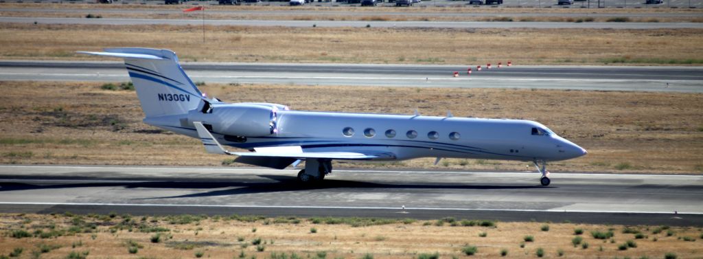 Gulfstream Aerospace Gulfstream V (N130GV) - With its BMW Rolls Engines reversed, Gulfstream nears the end of its rollout on 30R