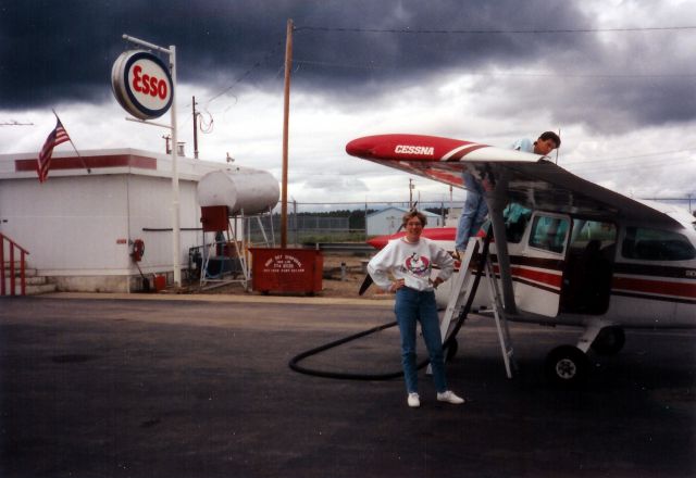 Cessna Skyhawk (N6514J) - Picture ws taken on 07/18/93 during refueling in Fort Nelson, Canada on the way to Alaska = Bought 16.7 US gallons for $49.50 US (numbers converted from Canadian)