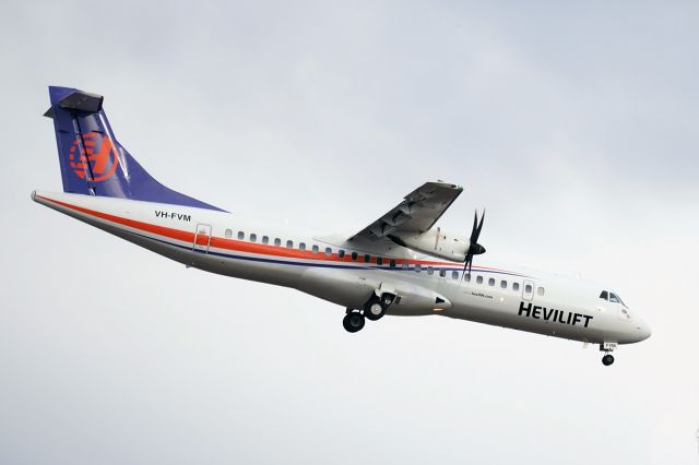 Aerospatiale ATR-72-500 (VH-FVM) -  ATR 72 sn 979. Hevilift VH-FVM final rwy 24 YPPH 25 April 2022