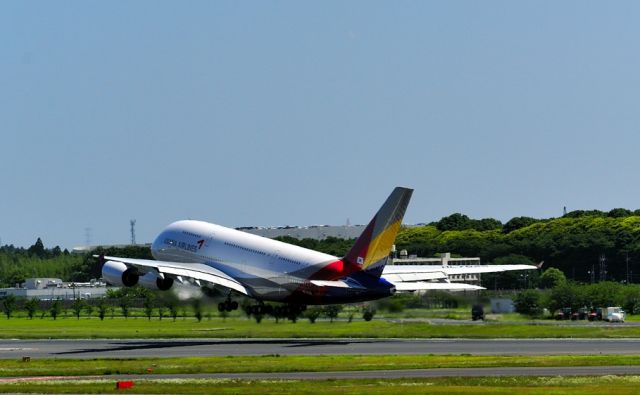 Airbus A380-800 (HL7625) - 1st Asiana A380 International Take Off from Tokyo Narita