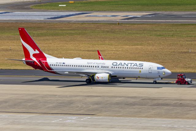 Boeing 737-800 (VH-VXD) - Qantas (VH-VXD) Boeing 737-838(WL) towed at Sydney Airport. Last commercial flight was on April 9th, 2020.