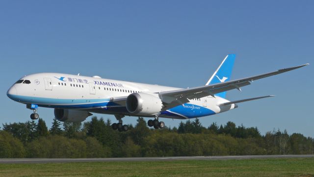 Boeing 787-8 (B-2763) - BOE685 on short final to Rwy 34L to complete a ferry flight from KCHS on 9/21/15. (ln 343 / cn 41543).