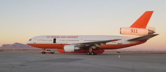 McDonnell Douglas DC-10 (N17085) - TNKR10 (10 Tanker Air Carrier) at KIWA with Superstition Mountains in view.