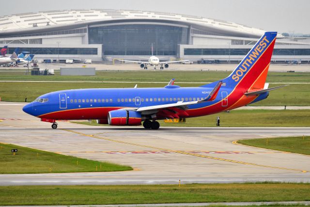 Boeing 737-700 (N240WN) - 08-31-21 Rolling out on runway 14