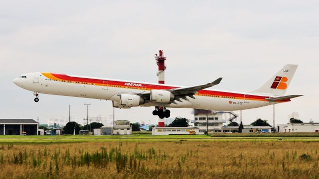 Airbus A340-600 (EC-LCZ) - Landing runway 26/08.